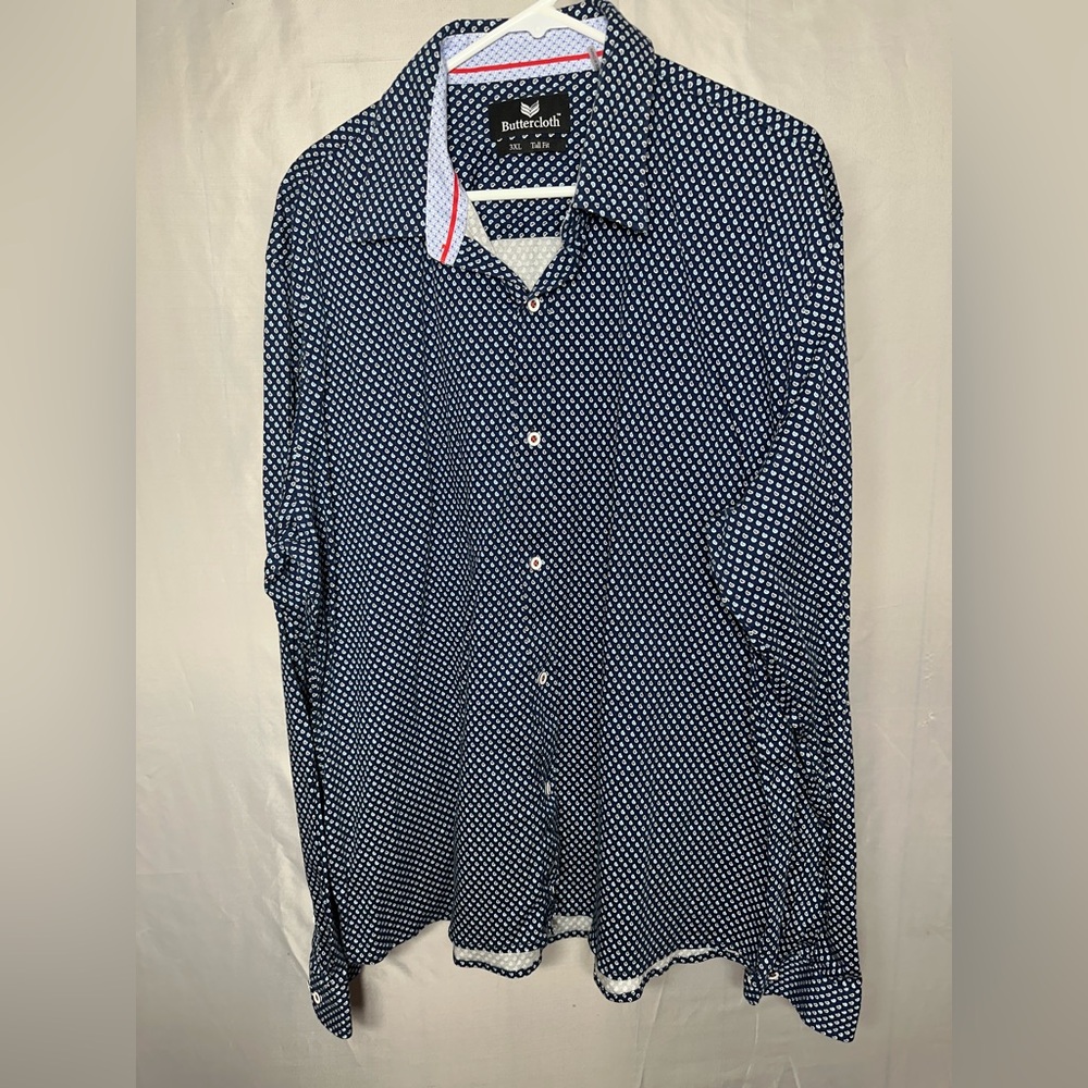 Butter Navy White Polka Dot Button-Down Shirt